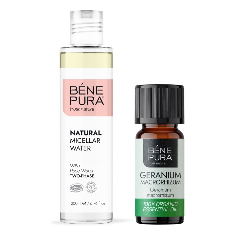 Tweefasen Micellair Water en Bio Geranium Etherische olie