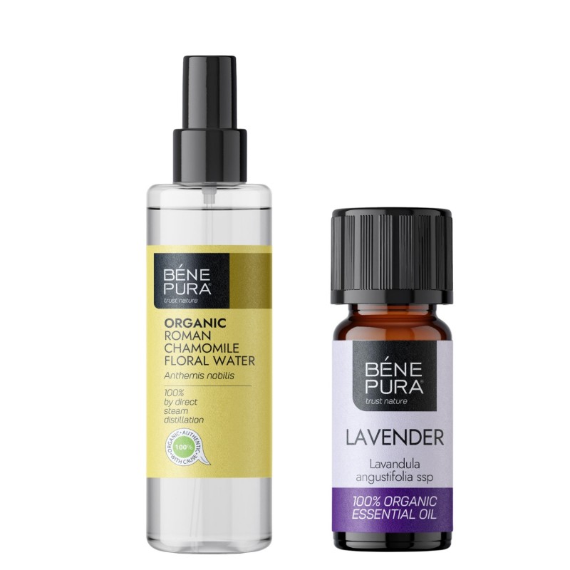 Bio Romeins Kamillewater en Bio Lavendel Etherische olie - GMC
