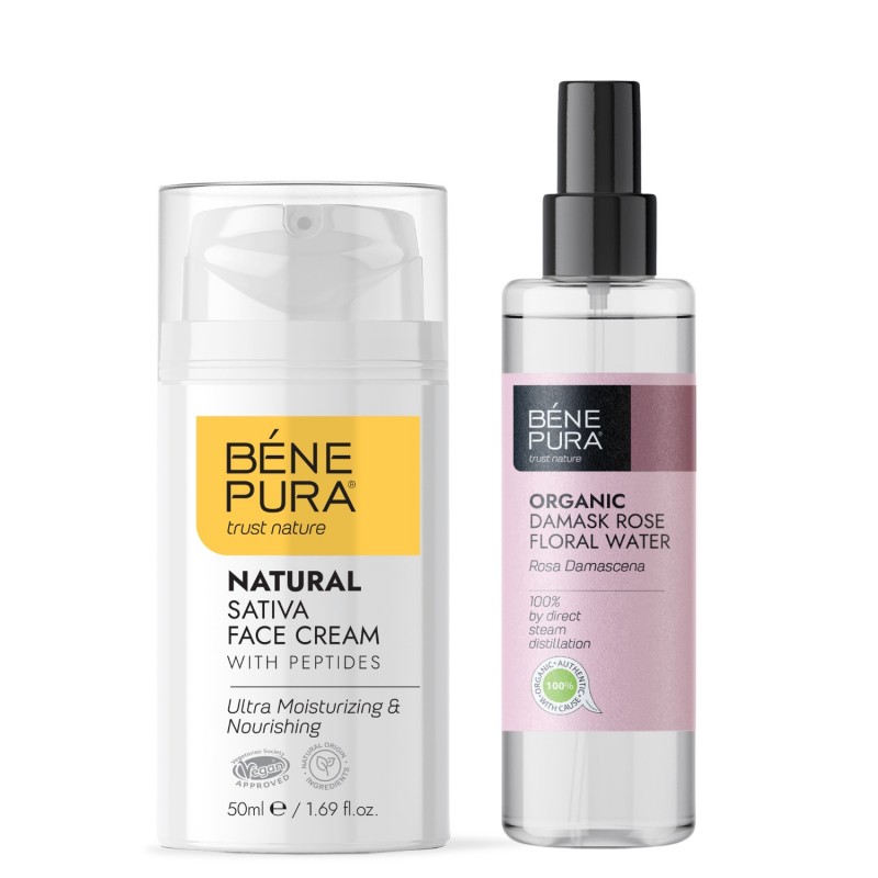 Hydraterende gezichtscrème en Bio Rozenwater van Rosa Damascena - GMC