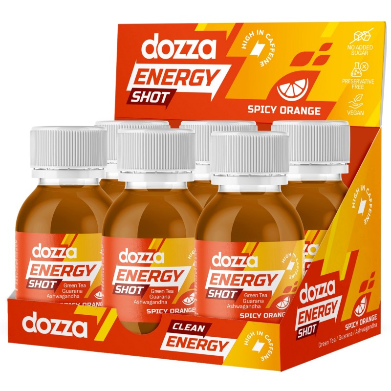 6x Pack DOZZA Energy Spicy Orange Energieshot - 60ml - Energiedrankjes